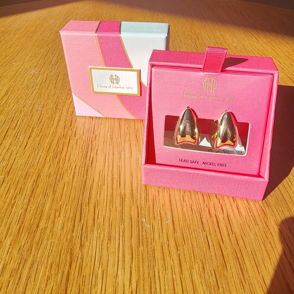 House of Harlow 1960 Gold Tear Drop Hoop Earrings